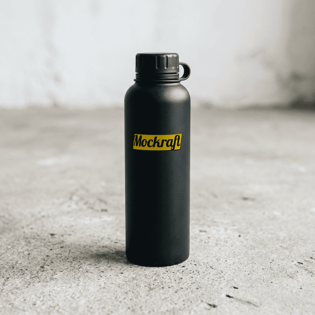 Black Water Bottle — Front mockup — sample render