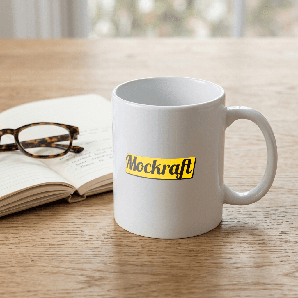 White Mug — Desk Lifestyle mockup