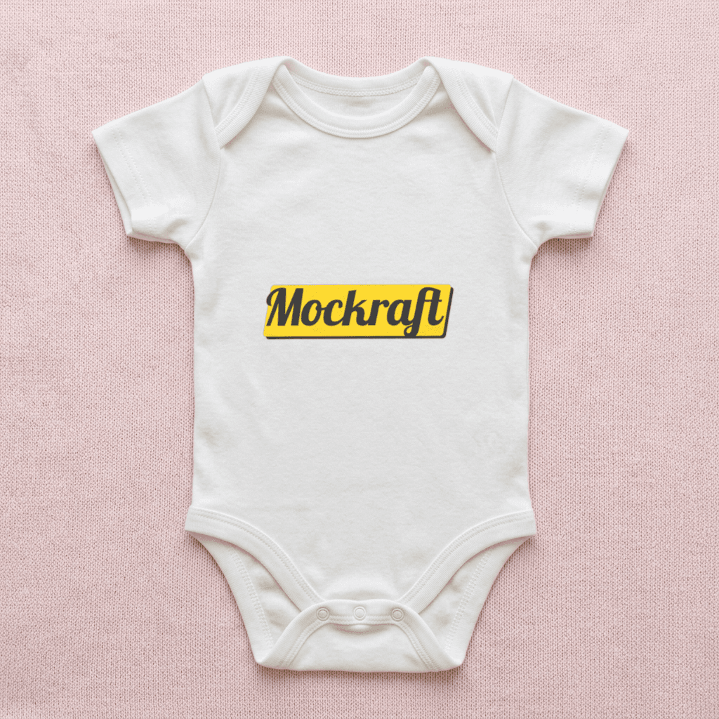White Baby Onesie — Flat Lay mockup — sample render