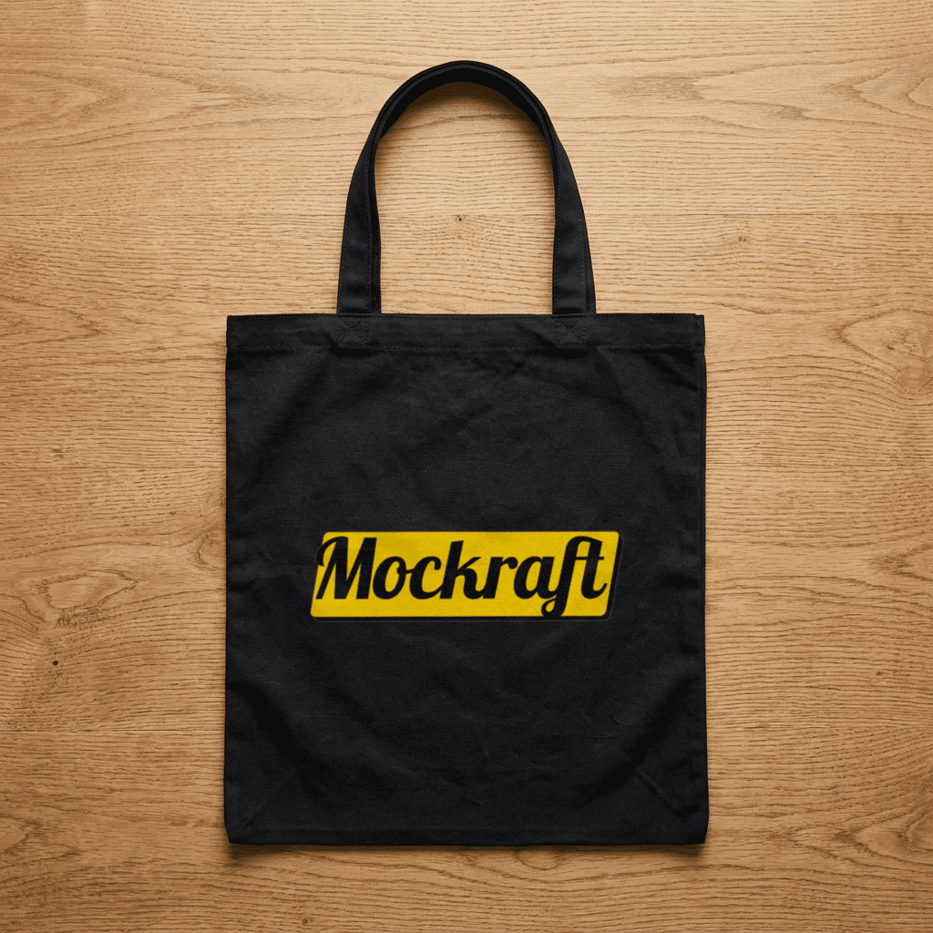 Black Tote Bag — Flat Lay mockup — sample render